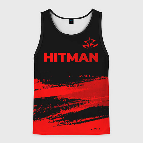 Мужская майка без рукавов Hitman - red gradient посередине / 3D-Черный – фото 1