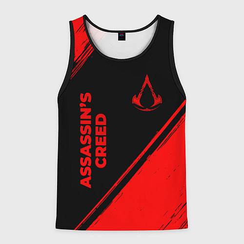 Мужская майка без рукавов Assassins Creed - red gradient вертикально / 3D-Черный – фото 1