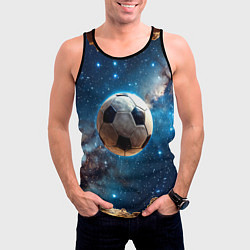 Майка-безрукавка мужская Футбольный мяч в космосе, цвет: 3D-черный — фото 2