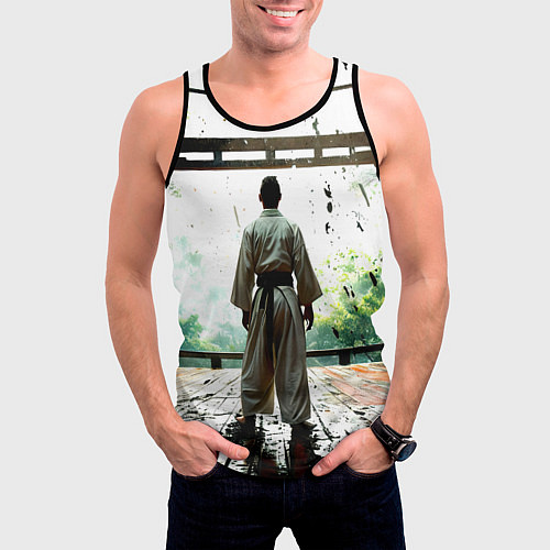 Мужская майка без рукавов Боец айкидо в Японии / 3D-Черный – фото 3