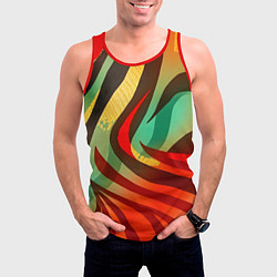 Майка-безрукавка мужская Жаркая полосатая абстракция, цвет: 3D-красный — фото 2
