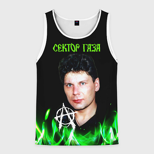 Мужская майка без рукавов Сектор газа зеленый огонь / 3D-Белый – фото 1