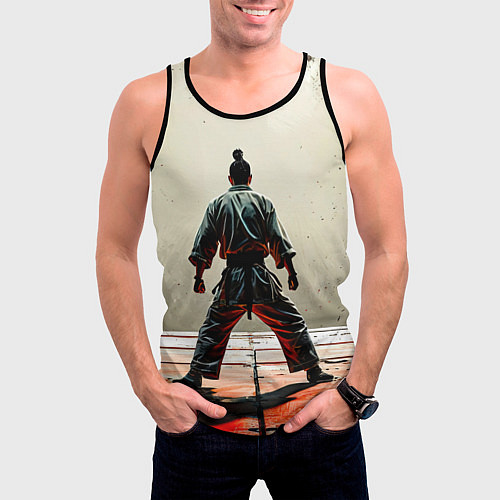Мужская майка без рукавов Боец боевых искусств / 3D-Черный – фото 3