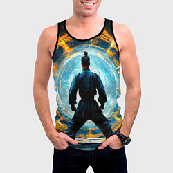 Майка-безрукавка мужская Кунг-фу боец, цвет: 3D-черный — фото 2