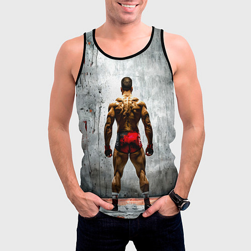 Мужская майка без рукавов Рестлер на синем / 3D-Черный – фото 3