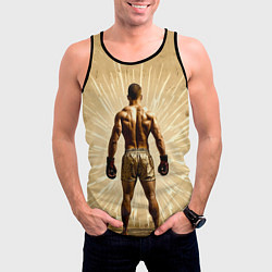 Майка-безрукавка мужская Боксер на бежевом, цвет: 3D-черный — фото 2