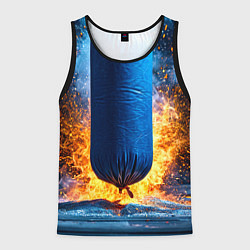 Мужская майка без рукавов Синяя боксерская груша в огне
