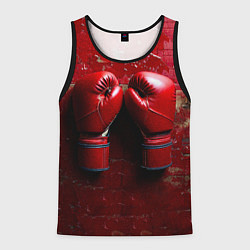 Мужская майка без рукавов Бойцовские перчатки на красном