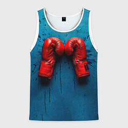Мужская майка без рукавов Бойцовские перчатки на синем
