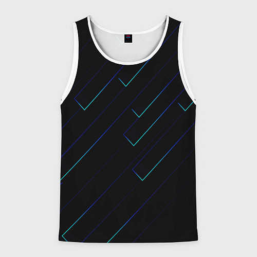 Мужская майка без рукавов Color blue black / 3D-Белый – фото 1