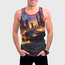 Майка-безрукавка мужская BMW огненная дорога, цвет: 3D-красный — фото 2