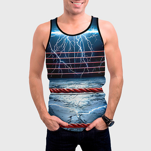 Мужская майка без рукавов Ринг и молния / 3D-Черный – фото 3