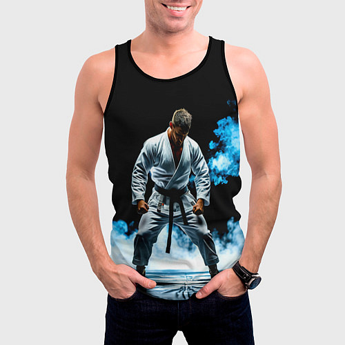 Мужская майка без рукавов Боец джиу-джитсу в дыму / 3D-Черный – фото 3