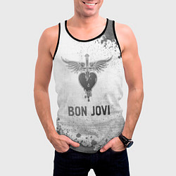 Майка-безрукавка мужская Bon Jovi - white gradient, цвет: 3D-черный — фото 2