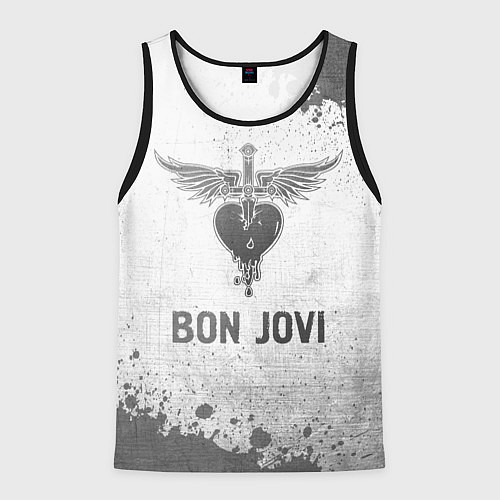 Мужская майка без рукавов Bon Jovi - white gradient / 3D-Черный – фото 1