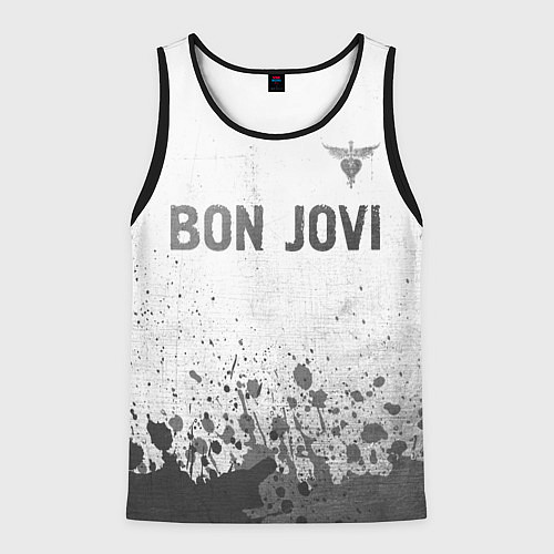 Мужская майка без рукавов Bon Jovi - white gradient посередине / 3D-Черный – фото 1