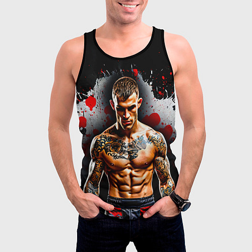 Мужская майка без рукавов Дастин Порье на черном / 3D-Черный – фото 3