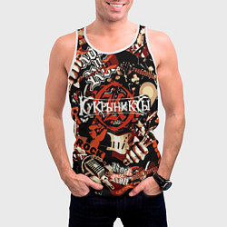 Майка-безрукавка мужская Кукрыниксы на фоне электрогитар, цвет: 3D-белый — фото 2