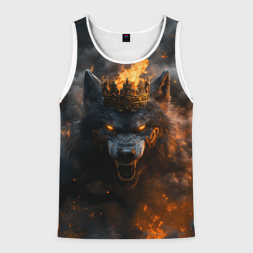 Мужская майка без рукавов Волк в огне / 3D-Белый – фото 1