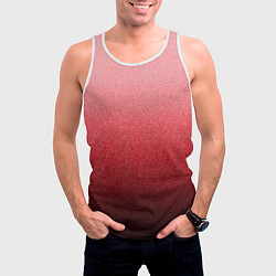 Майка-безрукавка мужская Мягкий градиент красно-розовый текстура крошка, цвет: 3D-белый — фото 2