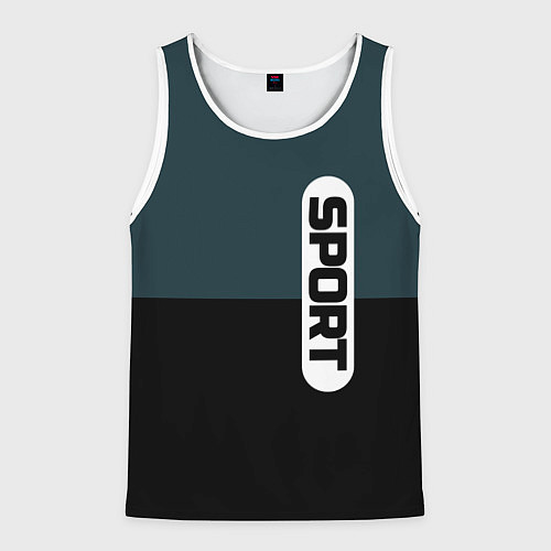 Мужская майка без рукавов Sport чёрно-синий с белым / 3D-Белый – фото 1