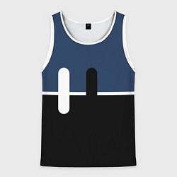 Майка-безрукавка мужская Простая абстракция сине-чёрный с белым, цвет: 3D-белый