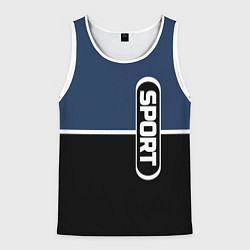 Мужская майка без рукавов Sport сине-чёрный с полосой