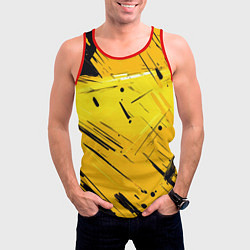 Майка-безрукавка мужская Желтая краска на черном фоне, цвет: 3D-красный — фото 2
