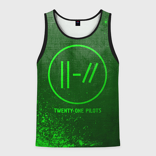 Мужская майка без рукавов Twenty One Pilots - green gradient / 3D-Черный – фото 1