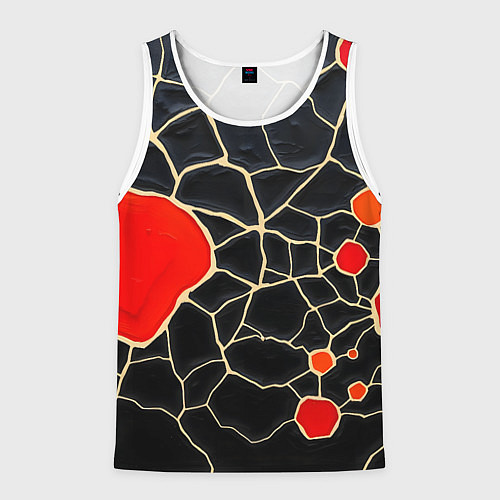 Мужская майка без рукавов Красная абстракция на черном лаке / 3D-Белый – фото 1