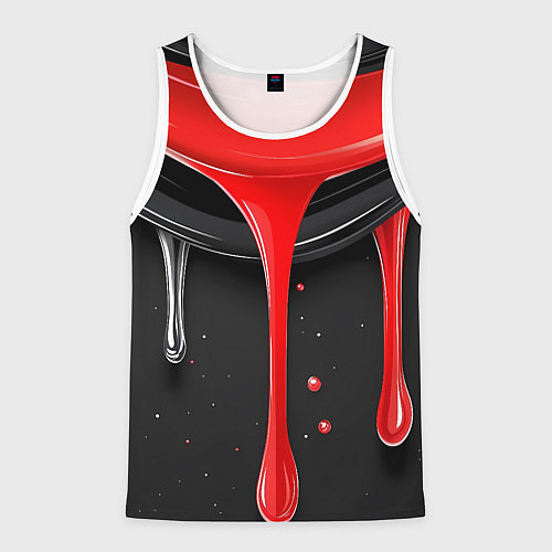 Мужская майка без рукавов Красная и черная краска текстура / 3D-Белый – фото 1