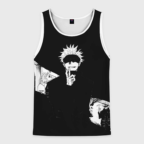 Мужская майка без рукавов Сатору годжо битва / 3D-Белый – фото 1