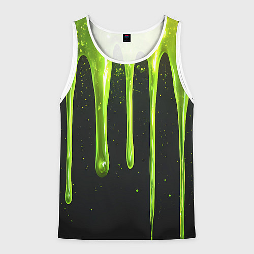 Мужская майка без рукавов Слизь зеленая текстура / 3D-Белый – фото 1