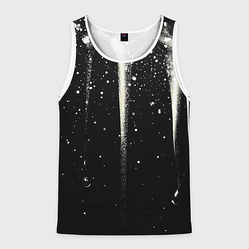 Мужская майка без рукавов Белые брызги на черном / 3D-Белый – фото 1