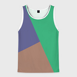 Мужская майка без рукавов Триада зелёный фиолетовый и коричневый геометричны