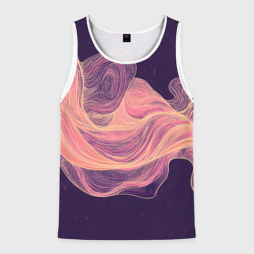 Мужская майка без рукавов Бежевые волны текстура / 3D-Белый – фото 1