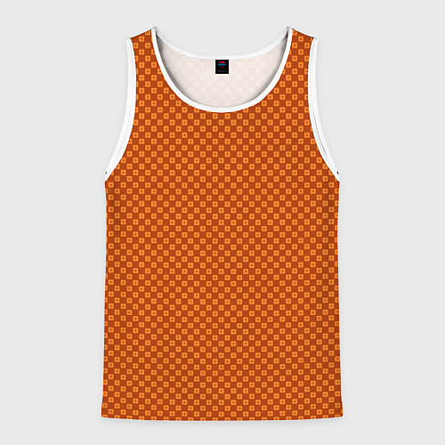Мужская майка без рукавов Охра паттерн мелкий квадрат / 3D-Белый – фото 1