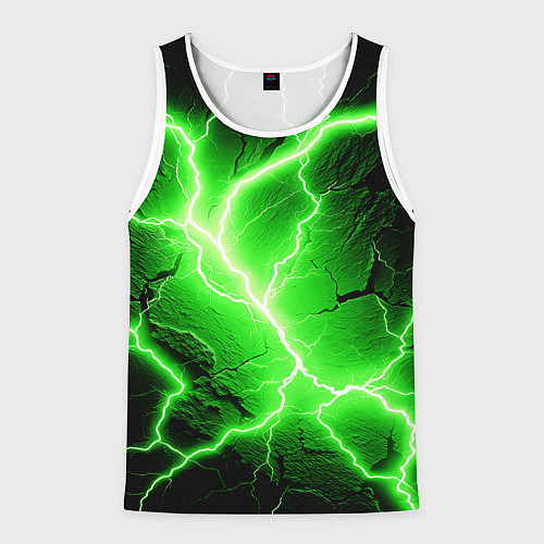 Мужская майка без рукавов Color green black / 3D-Белый – фото 1