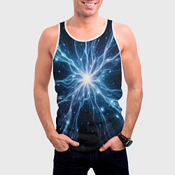 Майка-безрукавка мужская Всплеск света и звезды - космическая абстракция, цвет: 3D-белый — фото 2