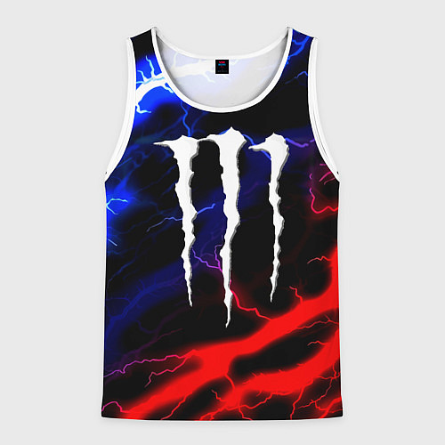 Мужская майка без рукавов Monster energy молнии неон / 3D-Белый – фото 1