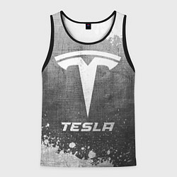 Майка-безрукавка мужская Tesla - grey gradient, цвет: 3D-черный