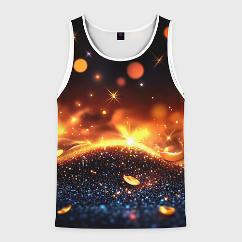 Мужская майка без рукавов Оранжевое боке на черном / 3D-Белый – фото 1