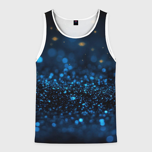 Мужская майка без рукавов Боке блестяшки на черном / 3D-Белый – фото 1