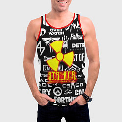 Майка-безрукавка мужская Сталкер все логотипы игр, цвет: 3D-красный — фото 2
