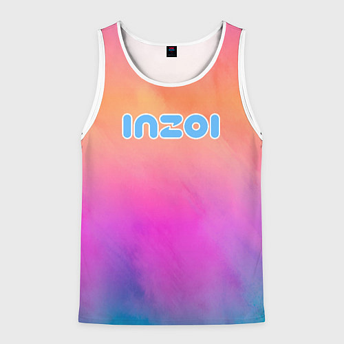 Мужская майка без рукавов Inzoi розово-оранжевый фон / 3D-Белый – фото 1