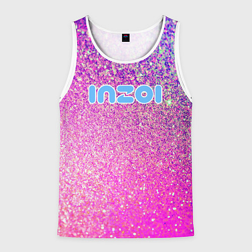 Мужская майка без рукавов Inzoi лого и розовые блестки / 3D-Белый – фото 1