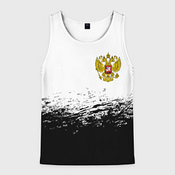 Майка-безрукавка мужская Россия черно белые краски, цвет: 3D-белый