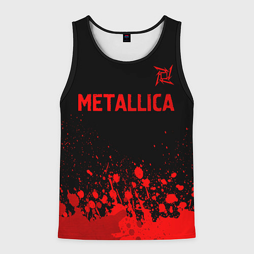 Мужская майка без рукавов Metallica - red gradient посередине / 3D-Черный – фото 1