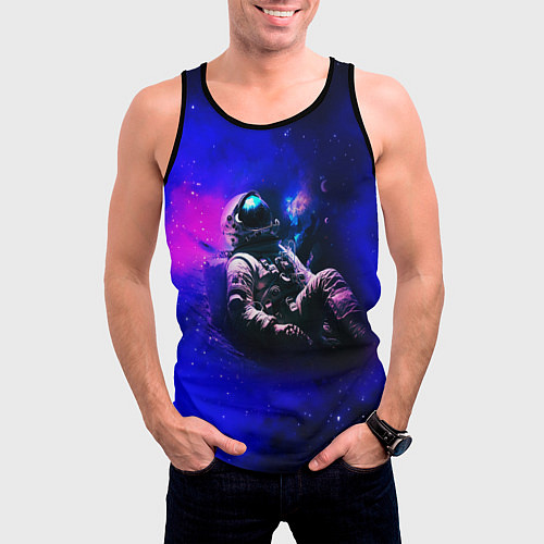 Мужская майка без рукавов Астронавт в пучине / 3D-Черный – фото 3