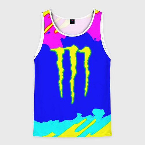 Мужская майка без рукавов Monster energy краски цветные / 3D-Белый – фото 1